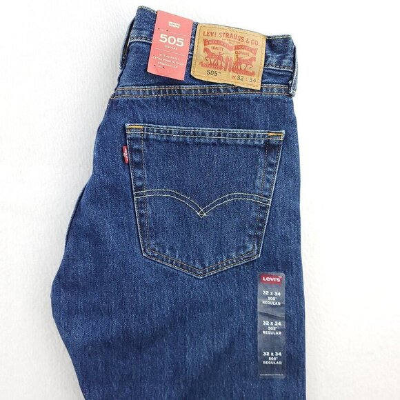 Levi's 505 Jeans Regular Straight Leg Denim 100% Cotton Men's 32x34 NWT - Picture 10 of 11